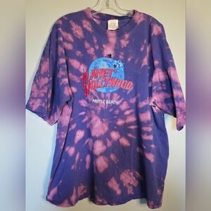 Thrashed Vintage Planet Hollywood Tie-Dye Graphic Tee - Purple & Pink